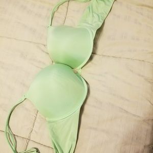 Lime green bra.